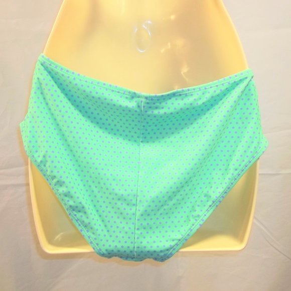 U.S. Polo Assn. Womens Bikini Swim Bottoms Size Large Dots Sea Green Purple - Picture 2 of 6